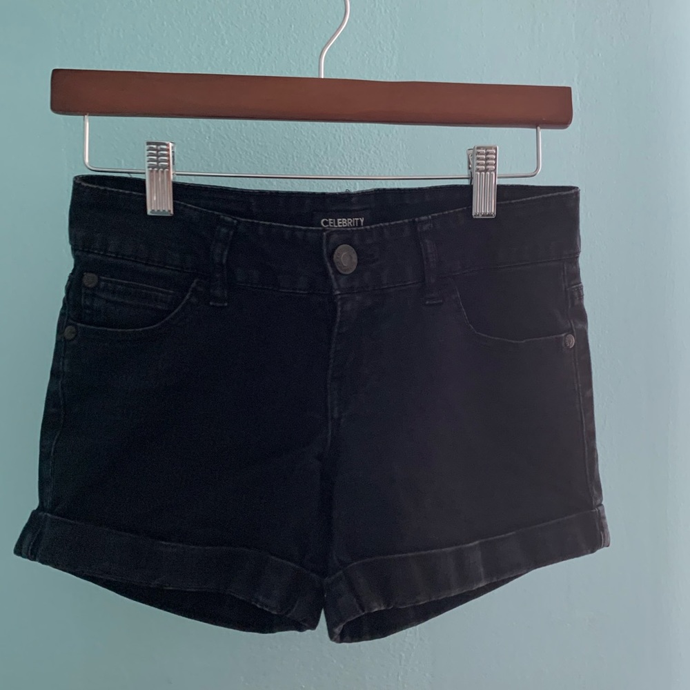 Black Denim Low-Rise Shorts